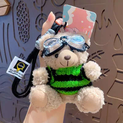 Cartoon Plush Bear Keychain Pendant with Polyester Fiber - Jewelry Keychains
