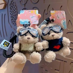 Cartoon Plush Bear Keychain Pendant with Polyester Fiber - Jewelry Keychains
