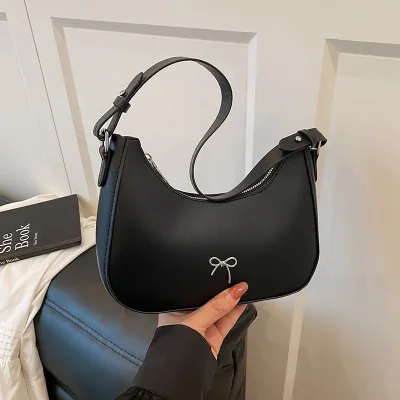 Women Fashion Bowknot Decoration Solid Color Shoulder Bag