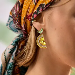 Women Fashion Rhinestone Fruit Earrings Copper Instagram Wind Geometry