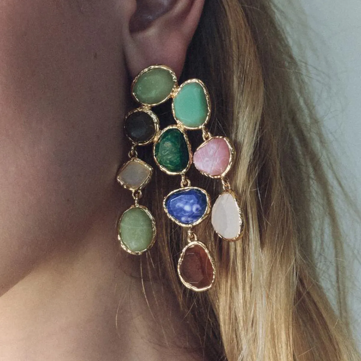 Women Fashion Exaggerated Multicolor Tassel Earrings Geometric