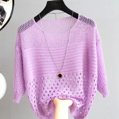 Women Fashion Casual Solid Color Hollow-Out Long-Sleeve Drawstring Swimsuit Cover-Ups