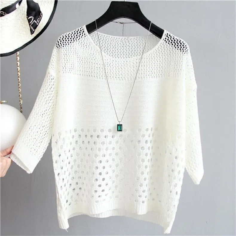 Women Fashion Casual Solid Color Hollow-Out Long-Sleeve Drawstring Swimsuit Cover-Ups