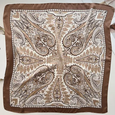 Women Fashion Cashew Flower Square Thin Silk Scarf
