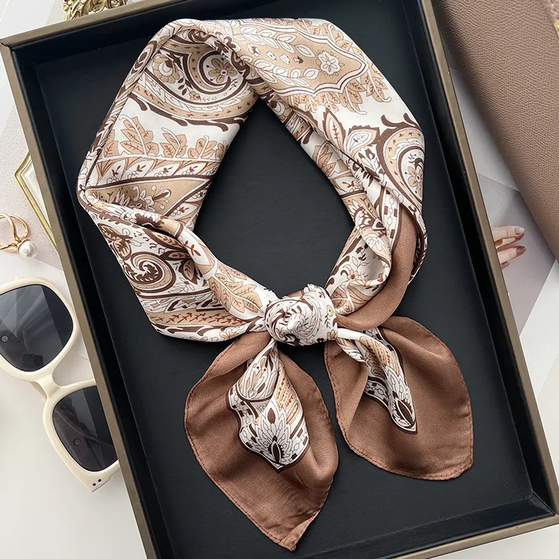 Women Fashion Cashew Flower Square Thin Silk Scarf