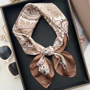 Women Fashion Cashew Flower Square Thin Silk Scarf