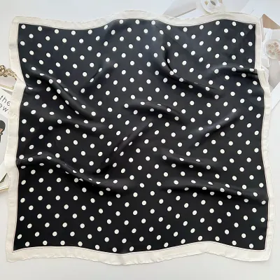 Women Fashion Simple Wave Dot Square Silk Scarf