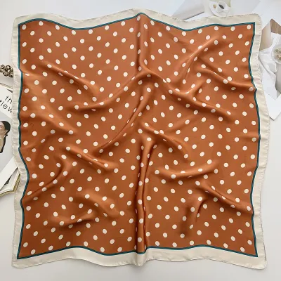 Women Fashion Simple Wave Dot Square Silk Scarf