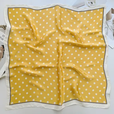 Women Fashion Simple Wave Dot Square Silk Scarf