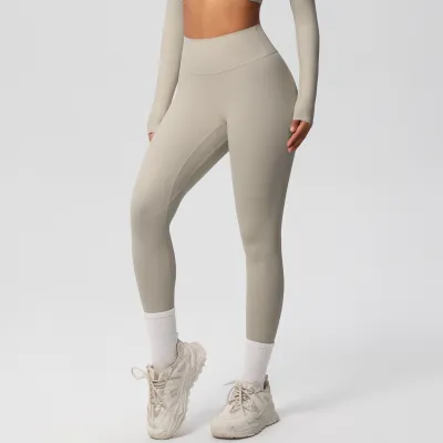 Women's High Waist Quick-Dry Slim-Fit Yoga Leggings - Solid Color Casual Sports Pants