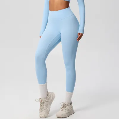 Women's High Waist Quick-Dry Slim-Fit Yoga Leggings - Solid Color Casual Sports Pants