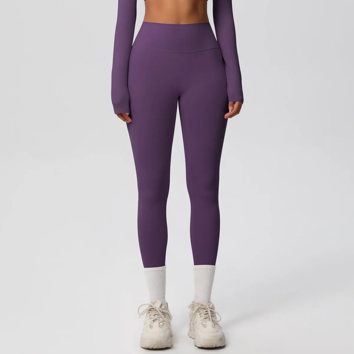 Women's High Waist Quick-Dry Slim-Fit Yoga Leggings - Solid Color Casual Sports Pants
