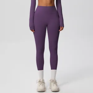 Women's High Waist Quick-Dry Slim-Fit Yoga Leggings - Solid Color Casual Sports Pants