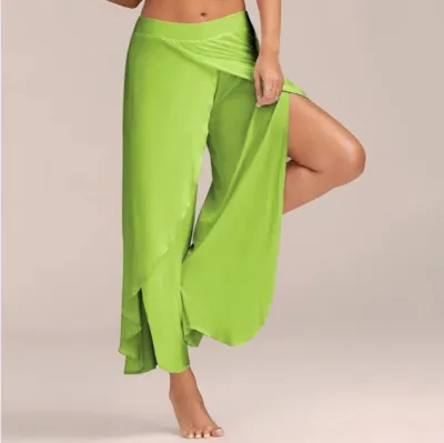Women Fashion Casual Solid Color Cross Wide Leg Yoga Pants
