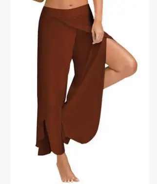 Women Fashion Casual Solid Color Cross Wide Leg Yoga Pants