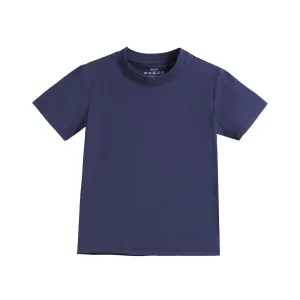 Casual Solid Color Short-Sleeve Crewneck T-Shirt for Boys (3-14T) - Loose Fit
