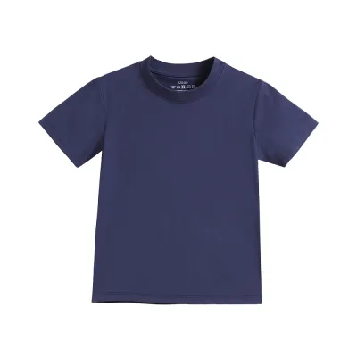 Casual Solid Color Short-Sleeve Crewneck T-Shirt for Boys (3-14T) - Loose Fit