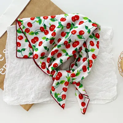 Women Fashion Casual Floral Printed Square Cotton Scarf