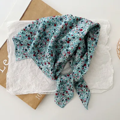Women Fashion Casual Floral Printed Square Cotton Scarf