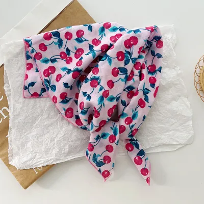 Women Fashion Casual Floral Printed Square Cotton Scarf