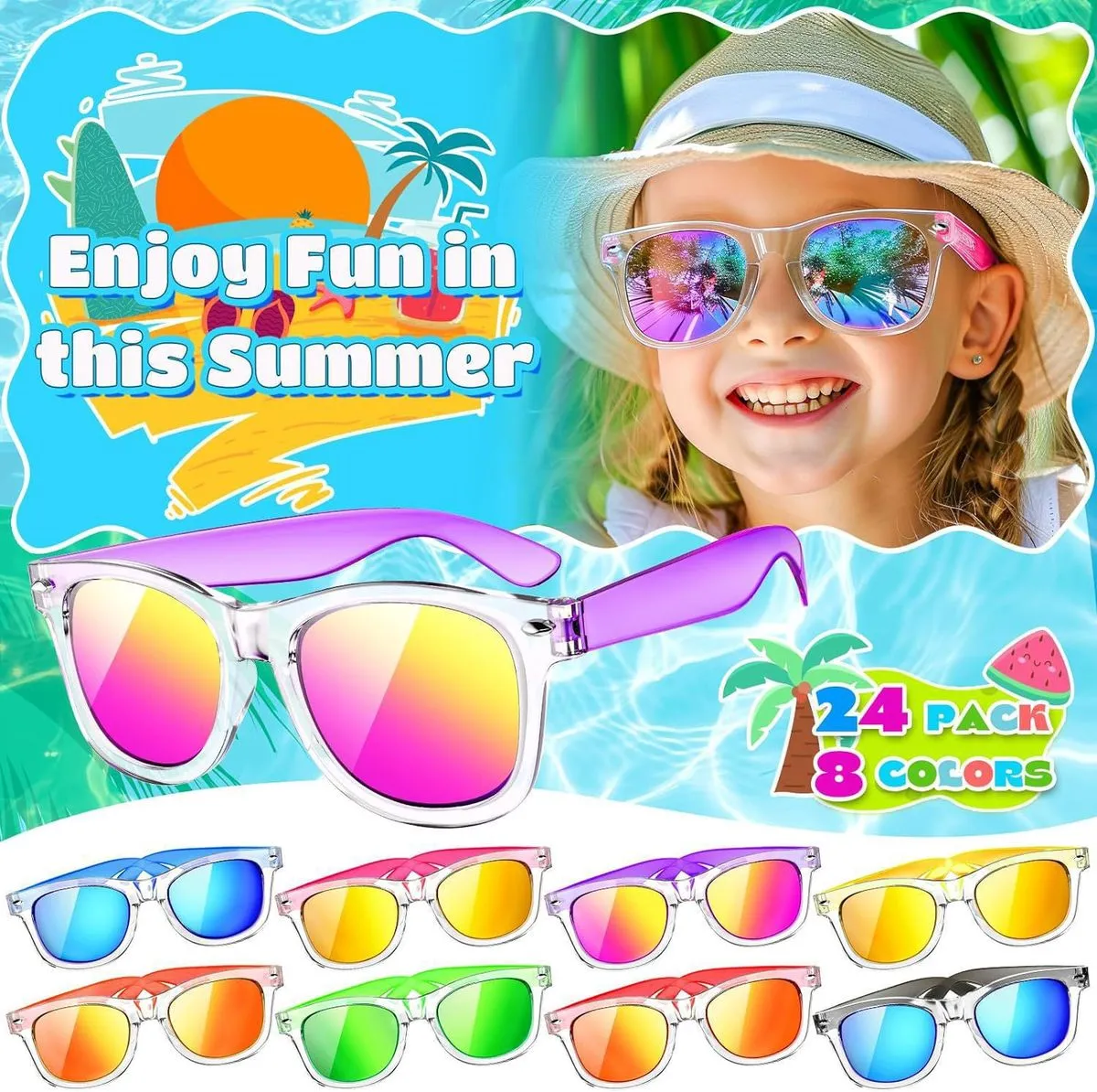 Children's Ethnic Retro Square Frame Outdoor Beach Holiday Sunglasses
