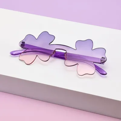 Children's Fashion Gradient Four-Leaf Clover Kids Sunglasses Original Design PC Special-Shaped Mirror