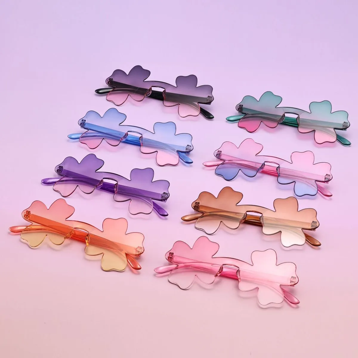 Children's Fashion Gradient Four-Leaf Clover Kids Sunglasses Original Design PC Special-Shaped Mirror