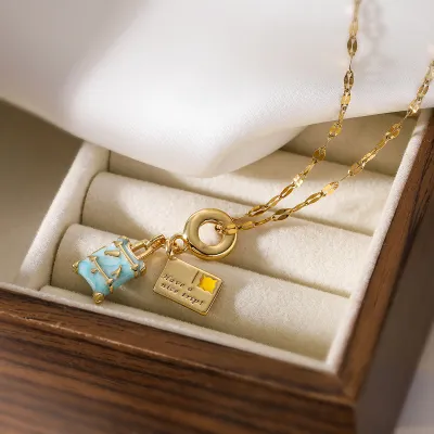 Women's Fashion Bronze Plated Oil Drop Geometric Pendant Necklace