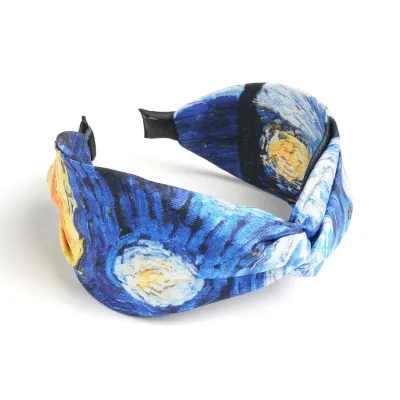 Women Fashion Boho Tie-Dye Wide Hair Band