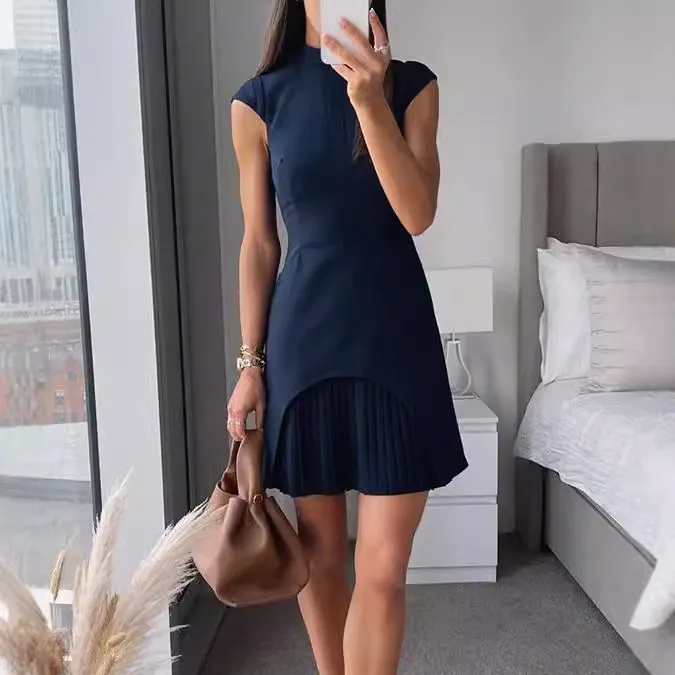 Women Casual Solid Color Sleeveless Slim-Fit Dress