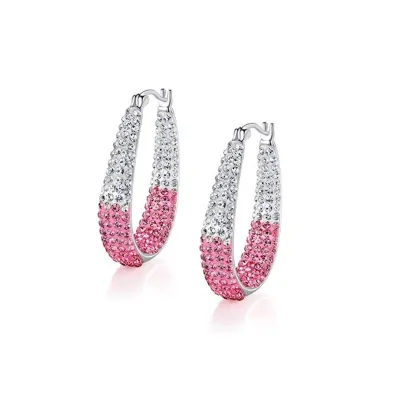 Women Fashion Simple Double Color Zircon Circle Earrings