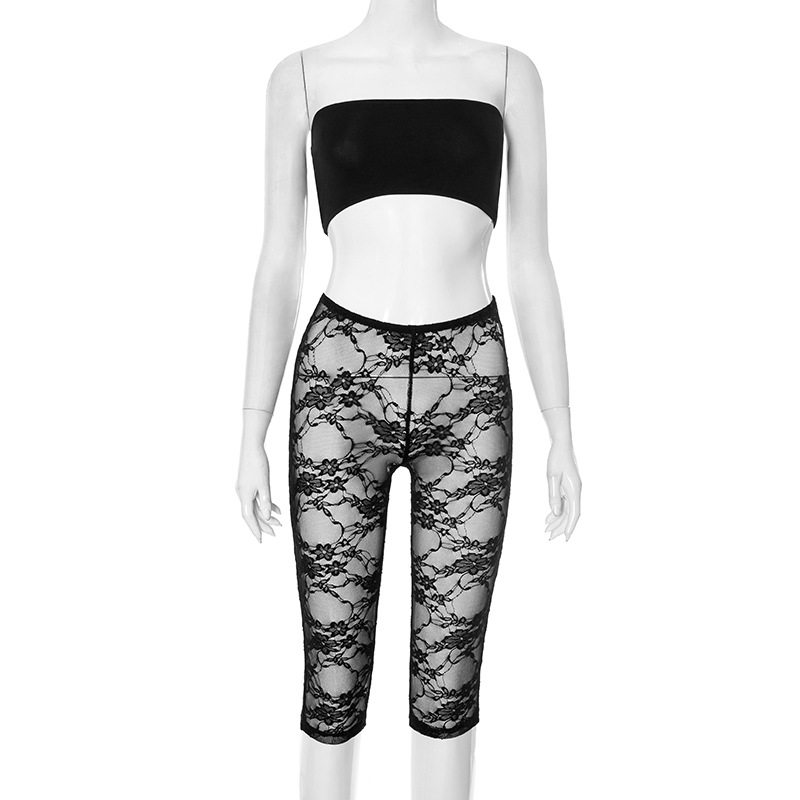Wholesale Women Fashion Sexy Solid Color Tube Top Lace Tight