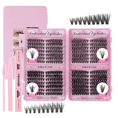 Women Single Cluster 8-16mm DIY Natural Thick False Eyelashes Set Man-Made Fiber