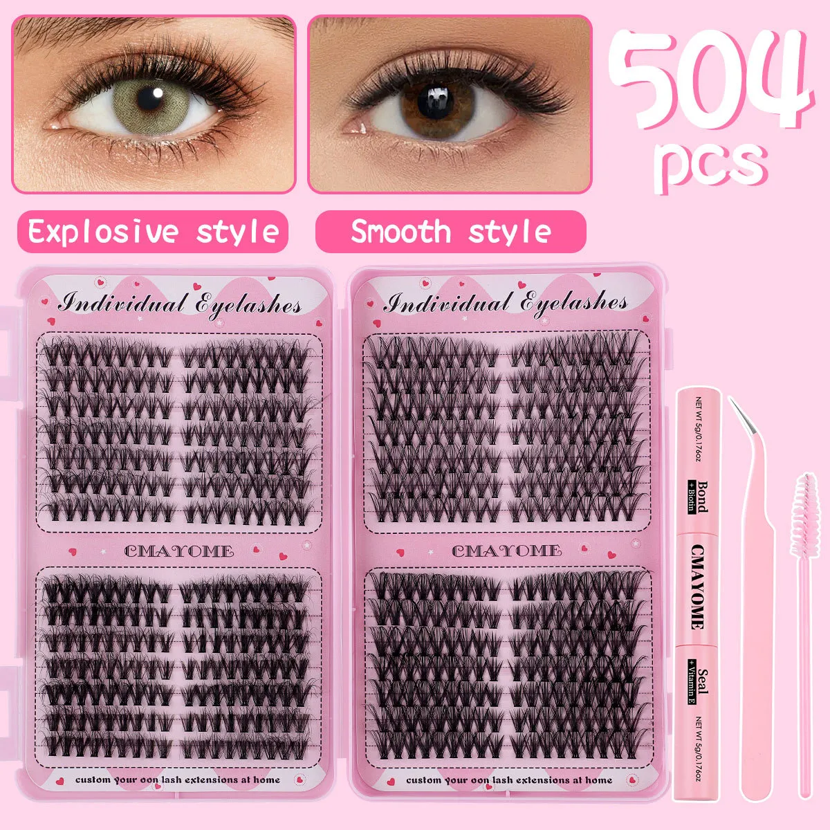 Women Single Cluster 8-16mm DIY Natural Thick False Eyelashes Set Man-Made Fiber
