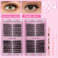 Wholesale Women Natural Thick Segmented Hair False Eyelash Glue Tweezers Set