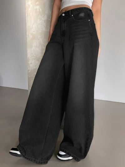 Women's Loose Wide Leg Denim Jeans - High Waist Japanese Korean Leisure Style