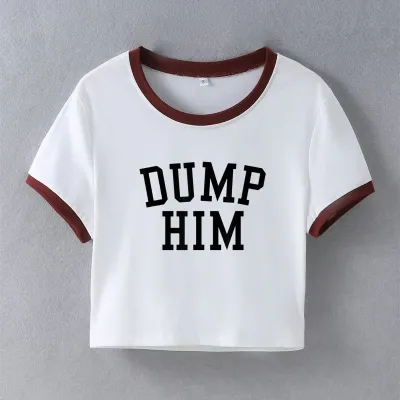 Women Sexy Printed Street Hipster Crop Top Short Sleeve Crewneck Slim Fit