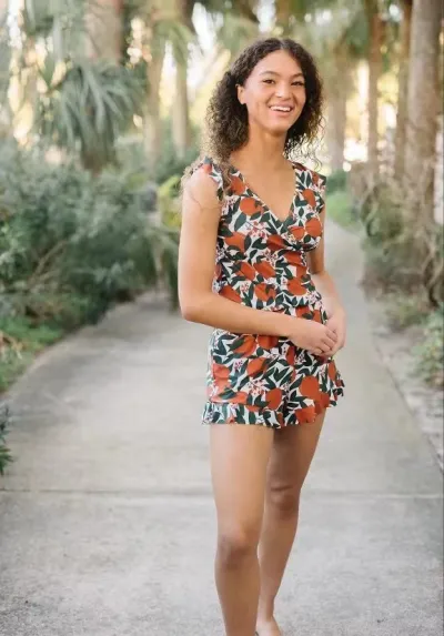 Women Plus Size Sweet Wind Printed V-Neck Edge Curl Sleeveless Rompers