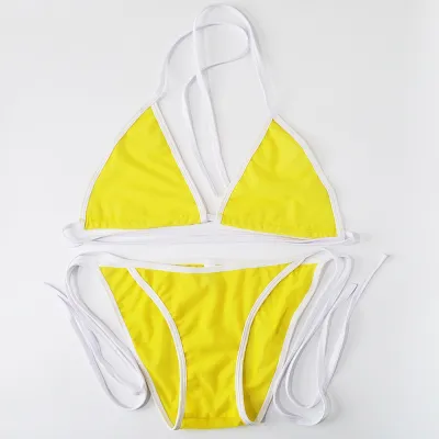 Women Sexy Tiny Flower Print Lace-Up Bikini