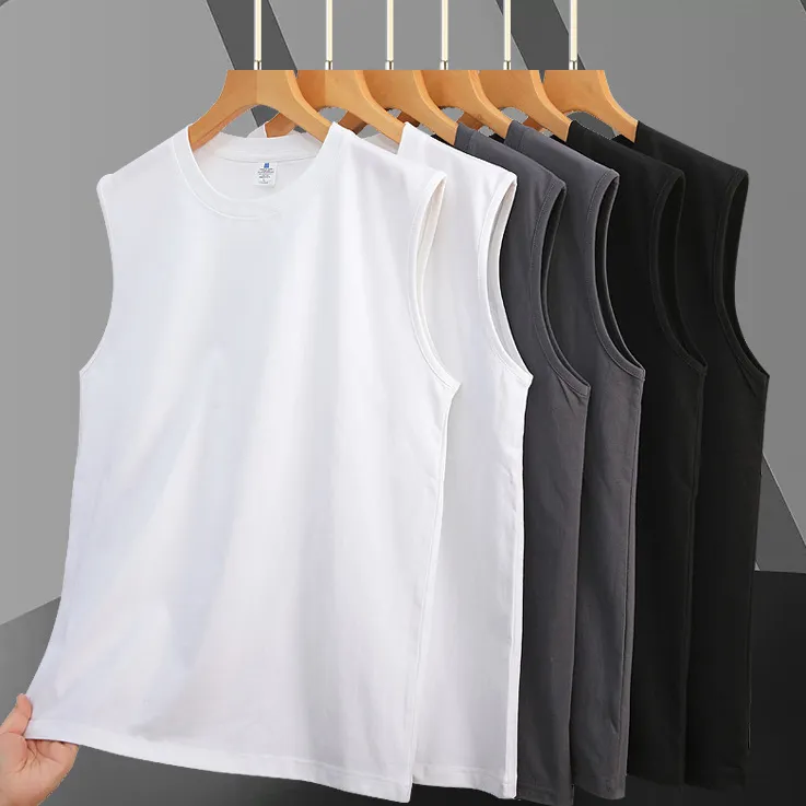 Men Casual Solid Color Sleeveless Round Neck Tanks