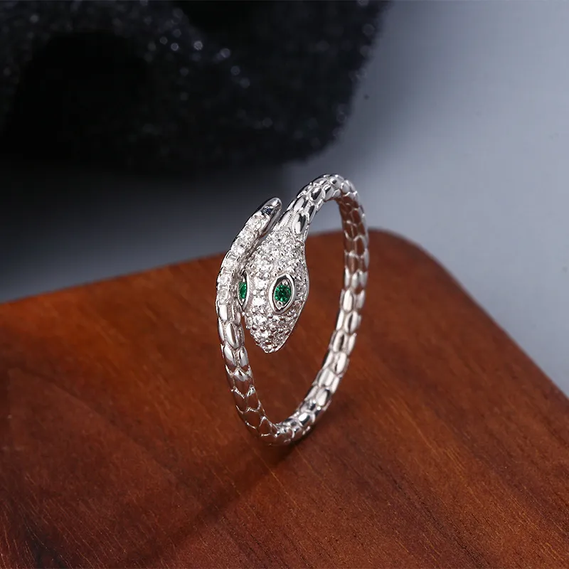 Women Fashion Simple 925 Silver Snake Opening Ring U-Shaped Geometric