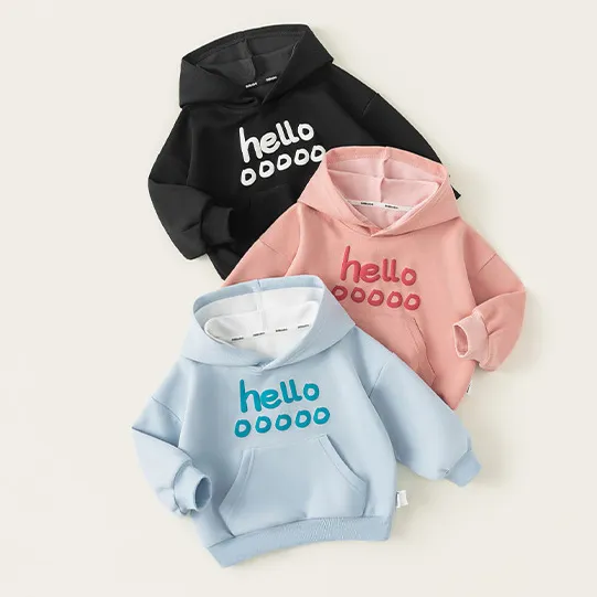 Kids Boys Casual Letter Printed Long Sleeve Pullover Hoodie