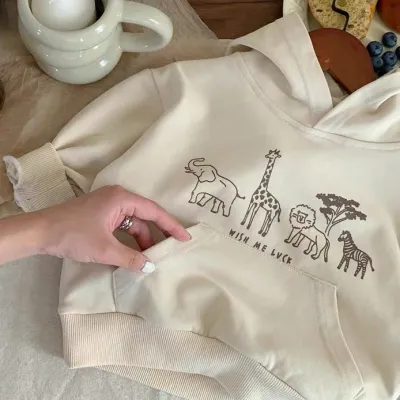 Children's Cute Cartoon Printed Long-Sleeve Hoodies for Boys 3-14T