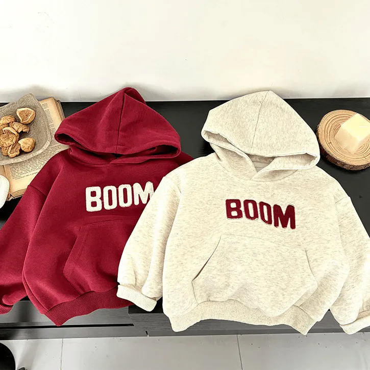Kids Boys Fashion Casual Letter Printed Long-Sleeve Loose Hoodie Pullover