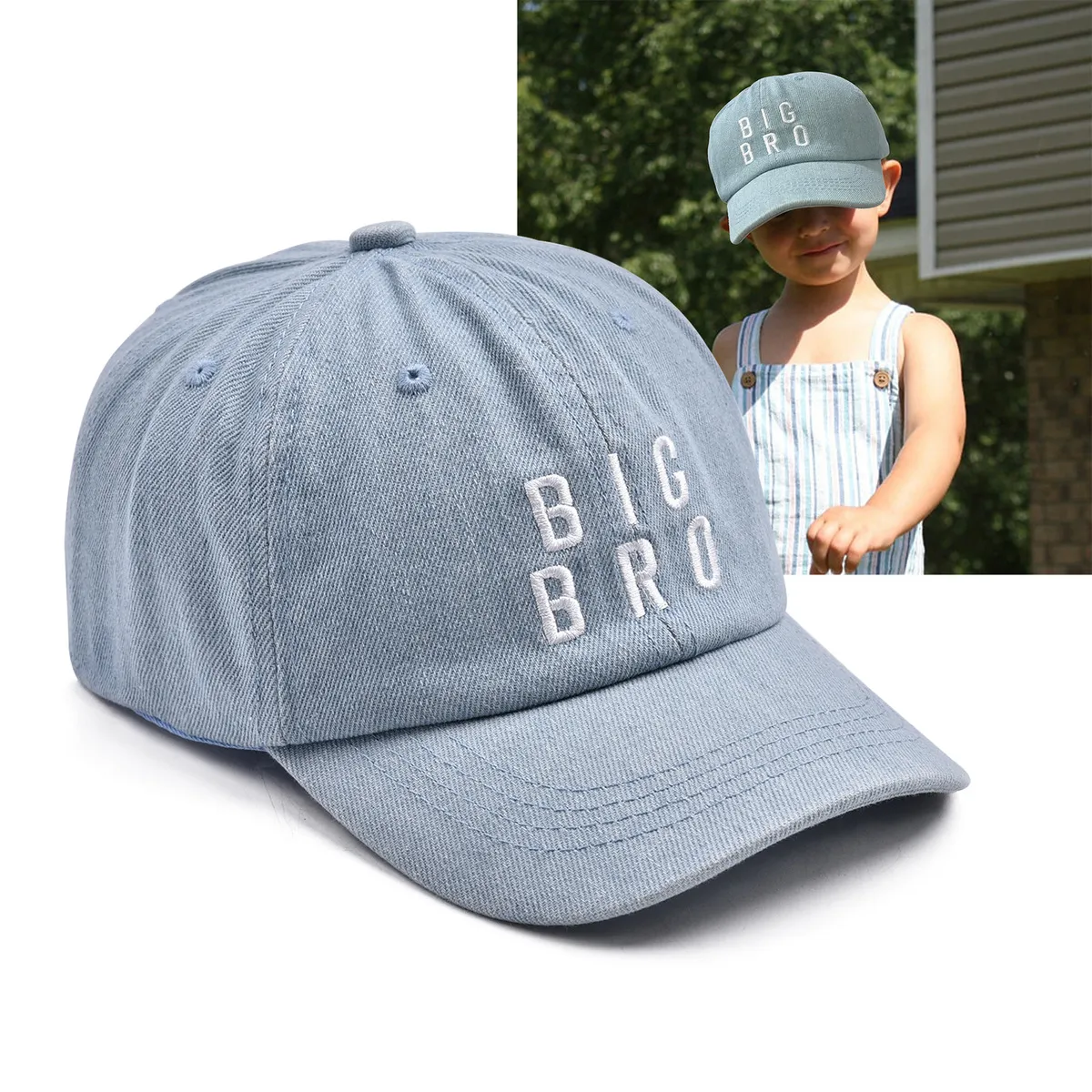 Kids Boys Big Bro Letter Embroidered Baseball Cap Versatile Simple Dome Polyester Fashion Commuter
