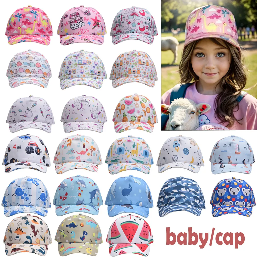 Boys Girls Cartoon Dinosaur Unicorn Watermelon Dome Cap Cotton Polyester