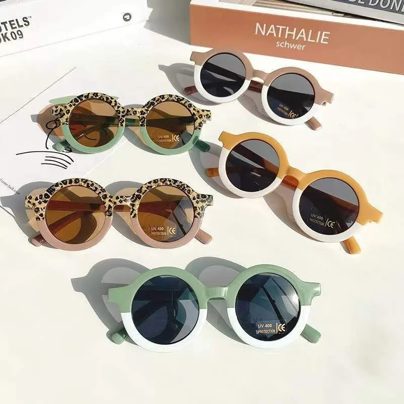 Kids Outdoor Sunshade UV-Proof Fashion Round Frame Sunglasses