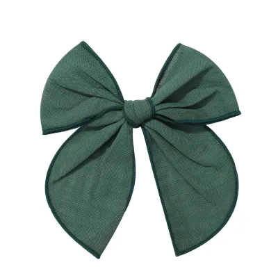 Girls Vintage Plaid Bow Knot Hair Clip Duckbill Clip Cotton And Linen Sweet