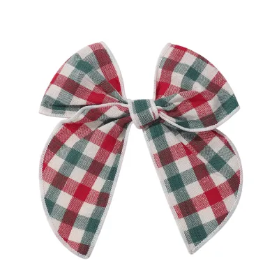Girls Vintage Plaid Bow Knot Hair Clip Duckbill Clip Cotton And Linen Sweet