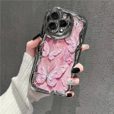 Women Fashion Oil Painting Butterfly Drop-Resistant Electroplating Iphone Case